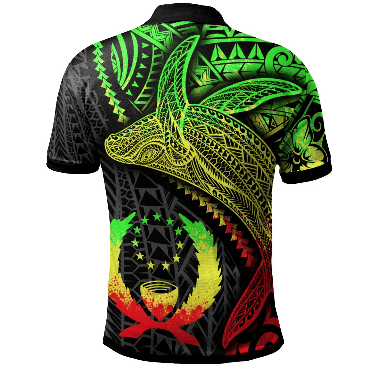 Polynesian Pride Apparel Pohnpei Polo Shirt Humpback Whale and Coat of Arms Reggae - Polynesian Pride