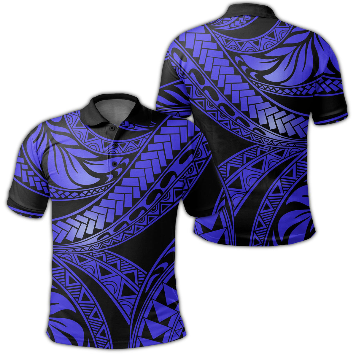 Polynesian Pride Apparel Polo Shirt Tribal Polynesian Blue Ali Style Polo Shirt Unisex Black - Polynesian Pride