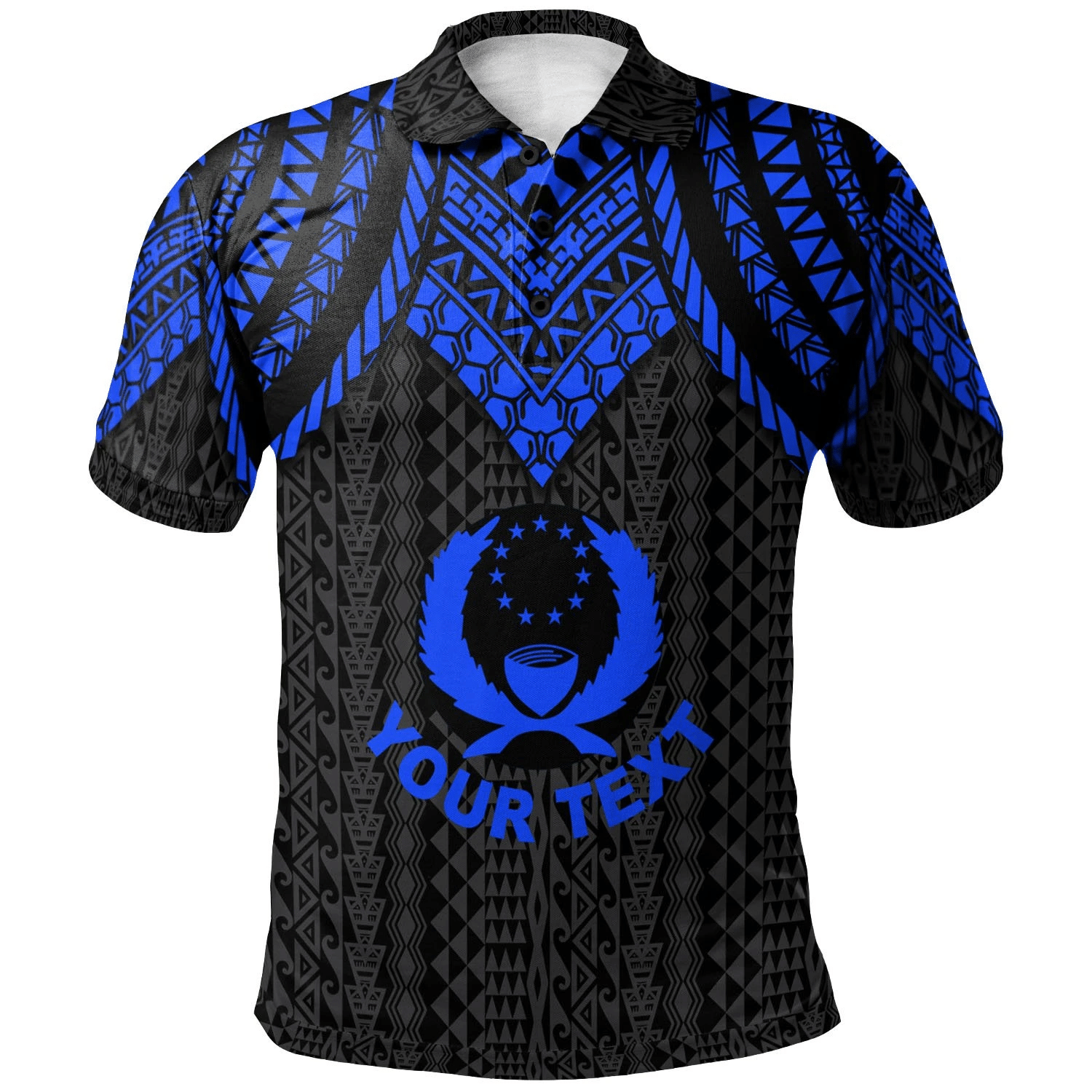 Polynesian Pride Apparel Pohnpei Custom Polo Shirt Polynesian Armor Style Blue Unisex Blue - Polynesian Pride