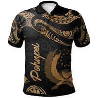 Polynesian Pride Apparel Pohnpei Polo Shirt Polynesian Tattoo Gold Version Unisex Gold - Polynesian Pride