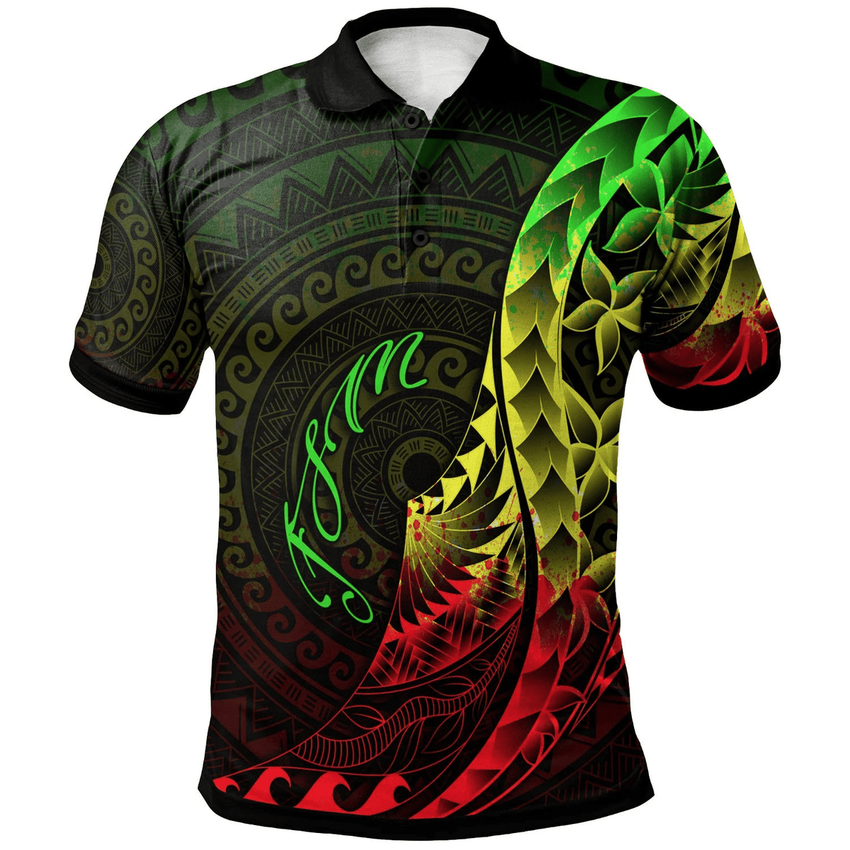 Polynesian Pride Apparel Federated States of Micronesia Polo Shirt Polynesian Pattern Style Reggae Color Unisex Reggae - Polynesian Pride