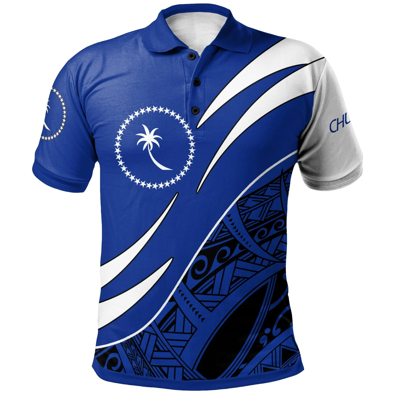 Polynesian Pride Apparel Chuuk Polo Shirt Custom Symmetrical Lines Unisex Blue - Polynesian Pride