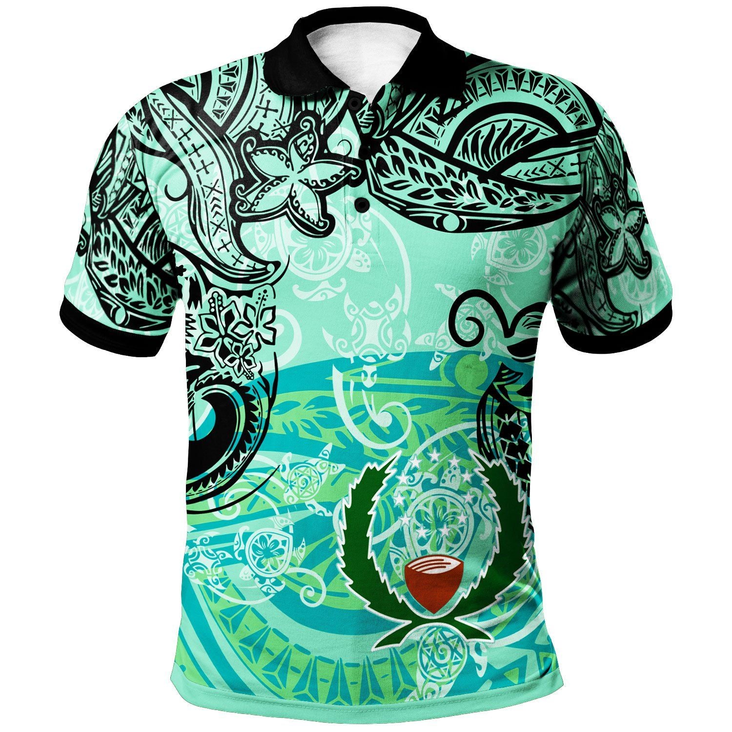 Polynesian Pride Apparel Pohnpei Polo Shirt Vintage Floral Pattern Green Color Unisex Green - Polynesian Pride