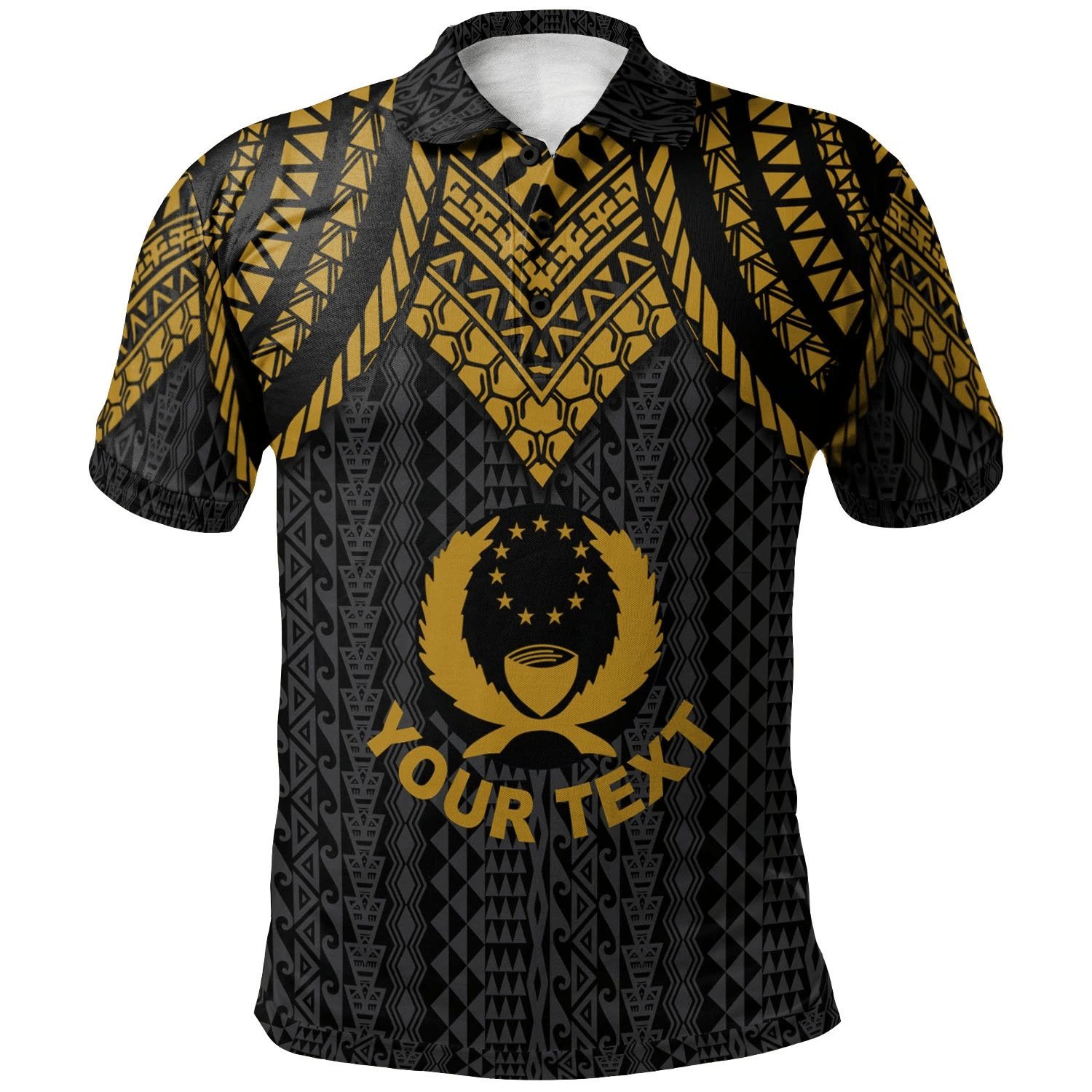 Polynesian Pride Apparel Pohnpei Custom Polo Shirt Polynesian Armor Style Gold Unisex Gold - Polynesian Pride