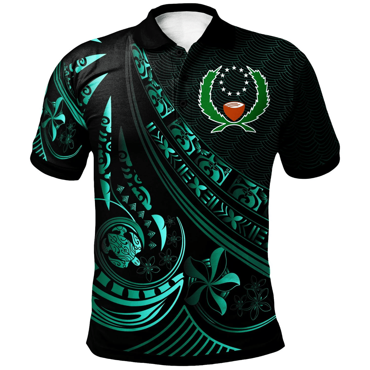 Polynesian Pride Apparel Pohnpei Polo Shirt The Flow Of The Ocean Green Unisex Green - Polynesian Pride