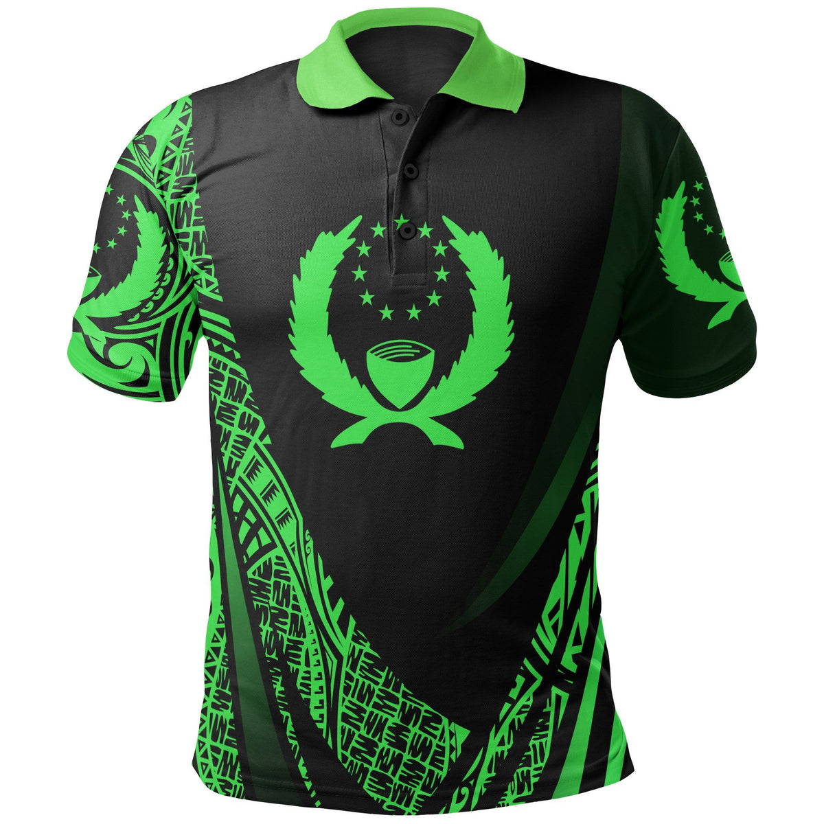 Polynesian Pride Apparel Pohnpei State Polo Shirt Green Polynesian Patterns Sport Style Unisex Black - Polynesian Pride