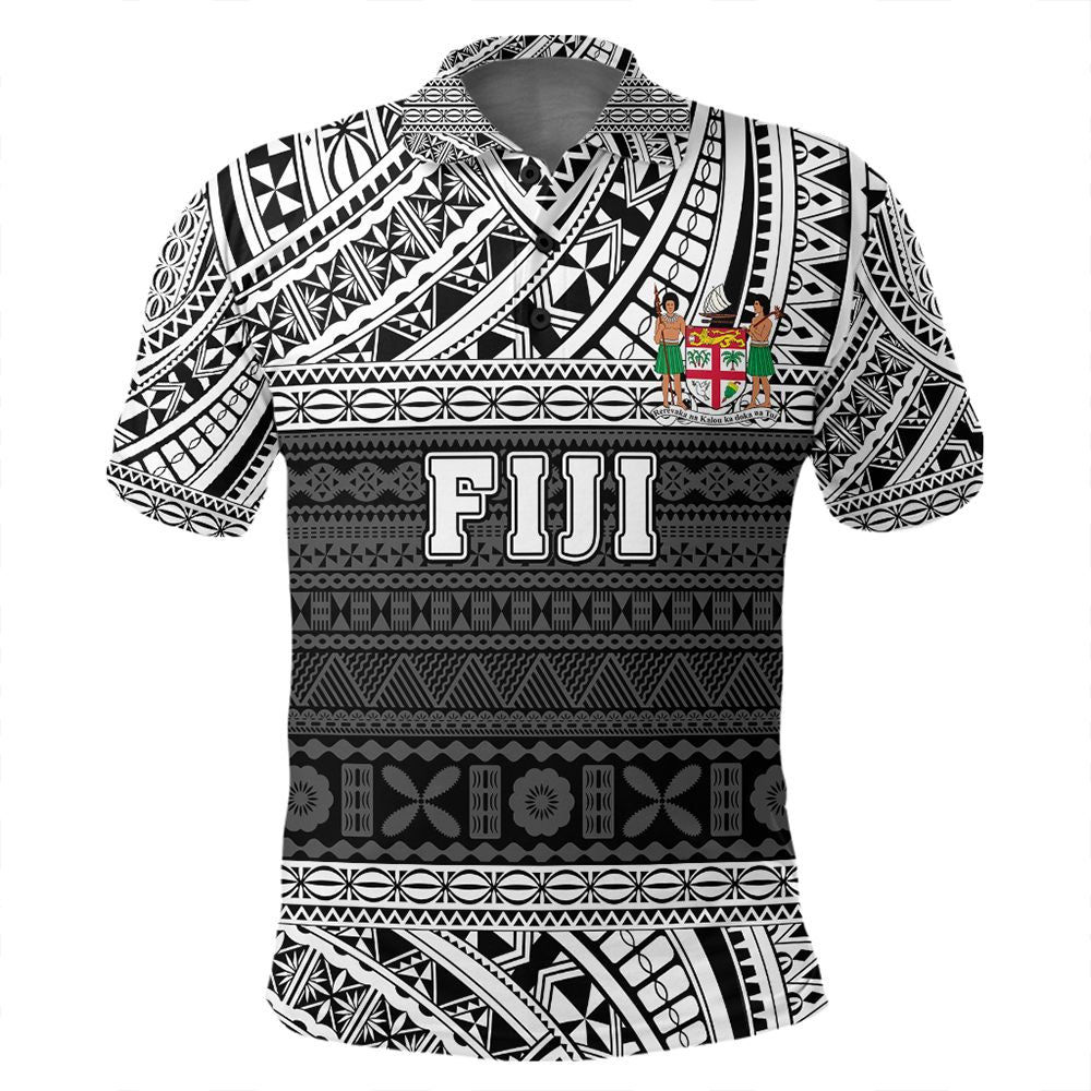 Polynesian Pride Apparel Polo Shirt Fiji Polo Shirt Flag Tapa White Art Style - Polynesian Pride