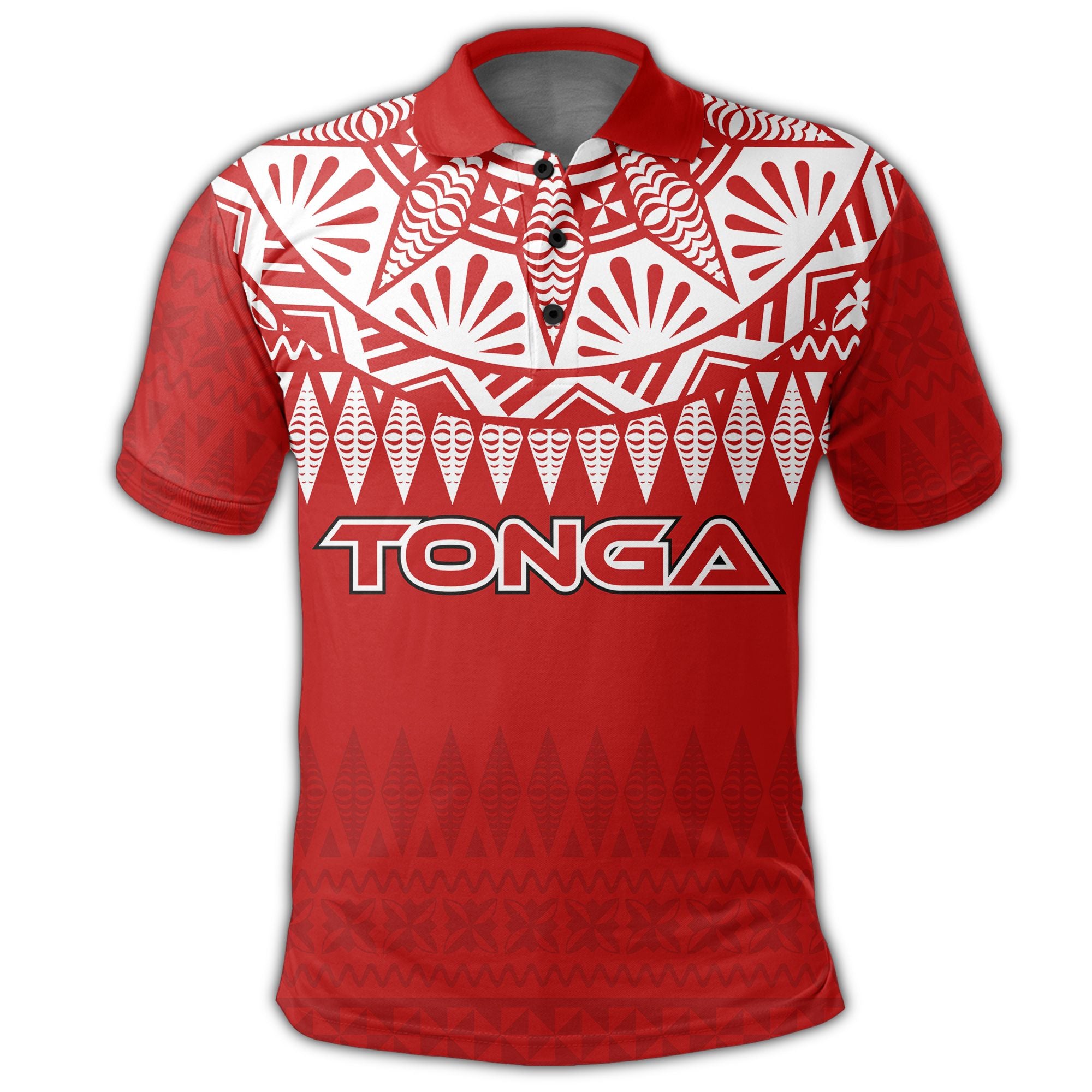 Polynesian Pride Apparel Tonga Polo Shirt Tongan Ngatu Masi Tapa Polo Shirt Ver2 Unisex Red - Polynesian Pride