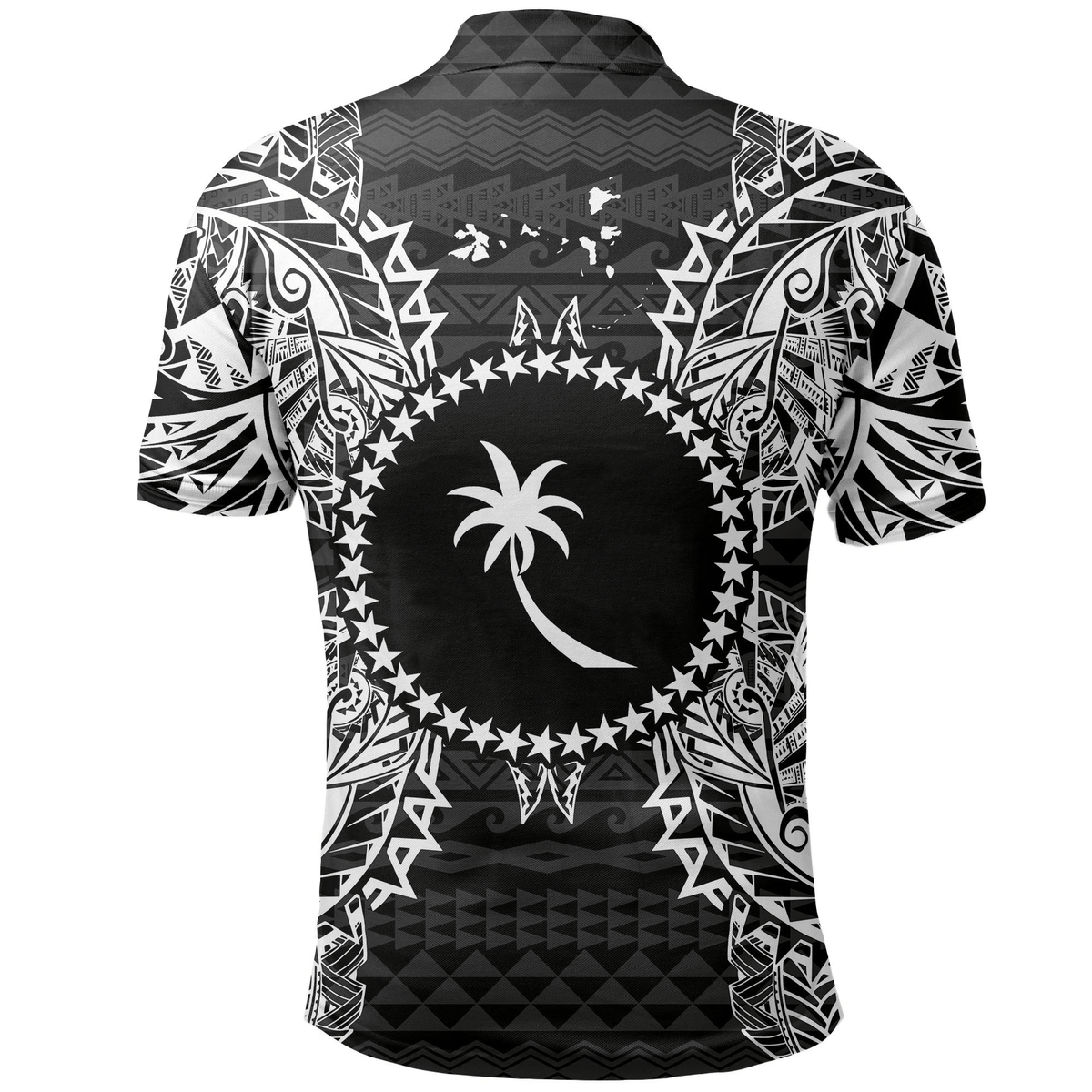 Polynesian Pride Apparel Chuuk Polo Shirt Chuuk Flag Map Polynesian Tattoo Black - Polynesian Pride