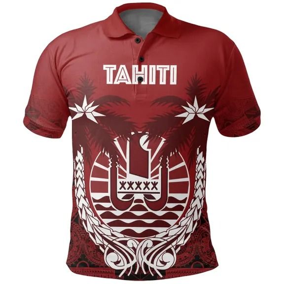 Polynesian Pride Apparel Tahiti Polynesian Coconut Polo Shirt Unisex Red - Polynesian Pride