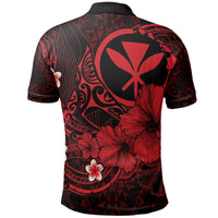 Polynesian Pride Apparel Polynesian Hawaii Kanaka Maoli Polo Shirt Humpback Whale With Hibiscus (Red) - Polynesian Pride