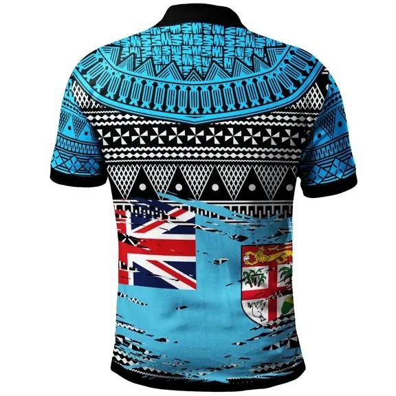 Polynesian Pride Apparel Personalize Fiji Polo Shirt Viti Tapa Pattern With Flag - Polynesian Pride