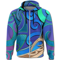 Polynesian Pride Hoodie (Custom Text) New Zealand Hoodie Manaia Zip Hoodie - Polynesian Pride