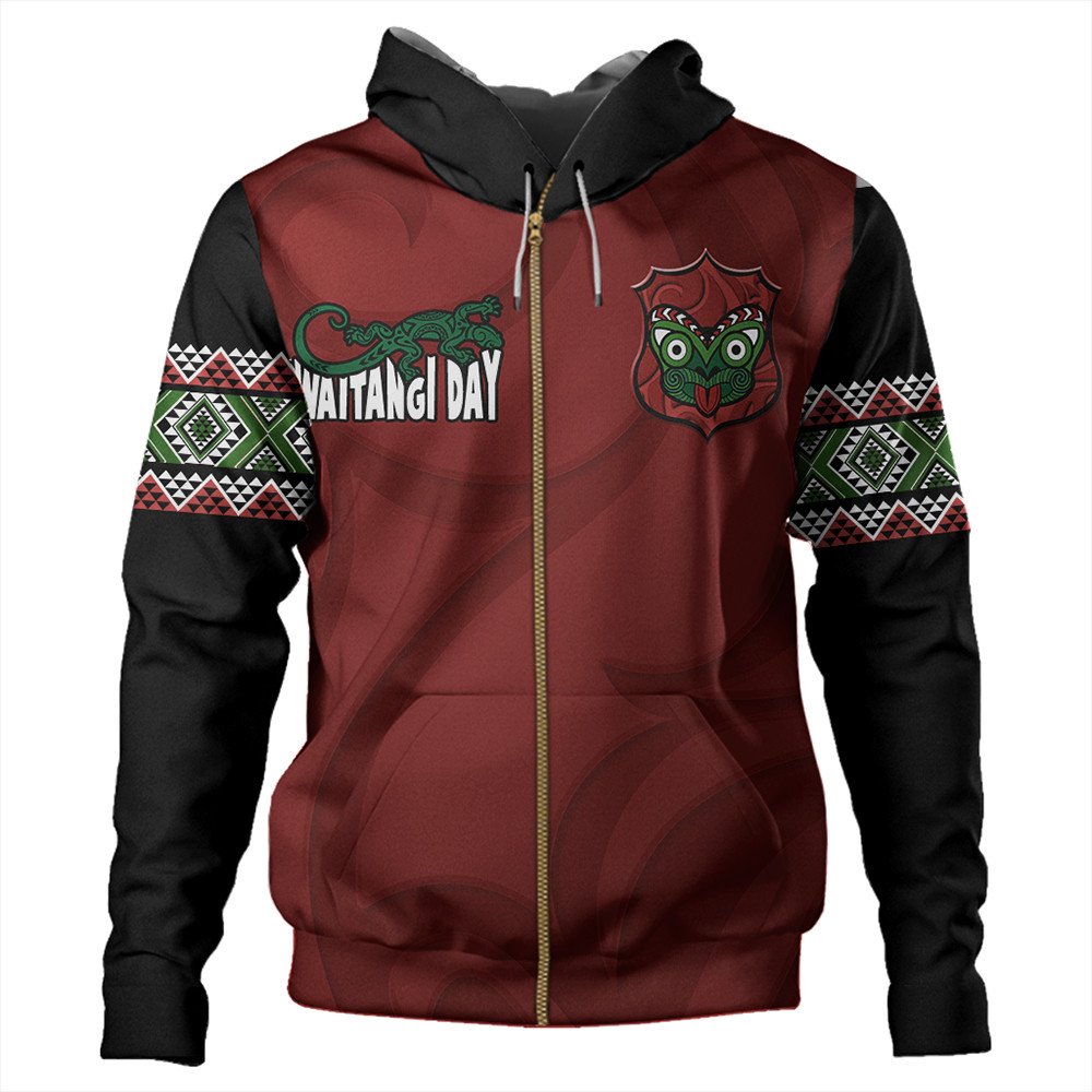 Polynesian Pride Hoodie New Zealand Hoodie Waitangi Since 1963 Zip Hoodie Unisex Red - Polynesian Pride