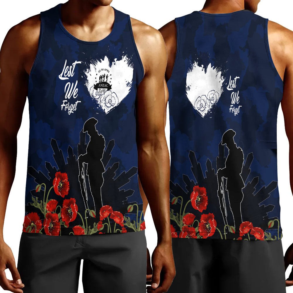 Polynesian Pride Clothing - Anzac Day Camouflage Lest We Forget Men Tank Top Black - Polynesian Pride