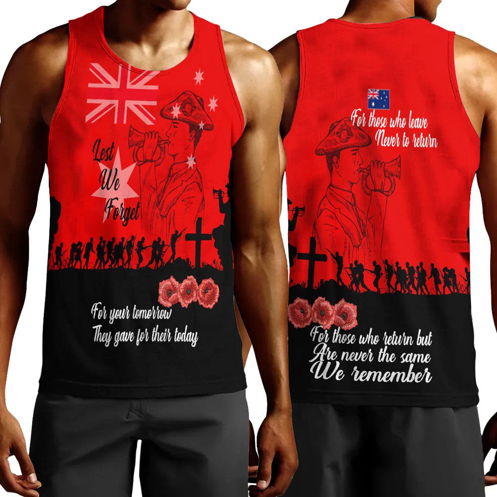 Polynesian Pride Clothing - Lest We Forget For Those Who Leave Never To Return Men Tank Top Black - Polynesian Pride