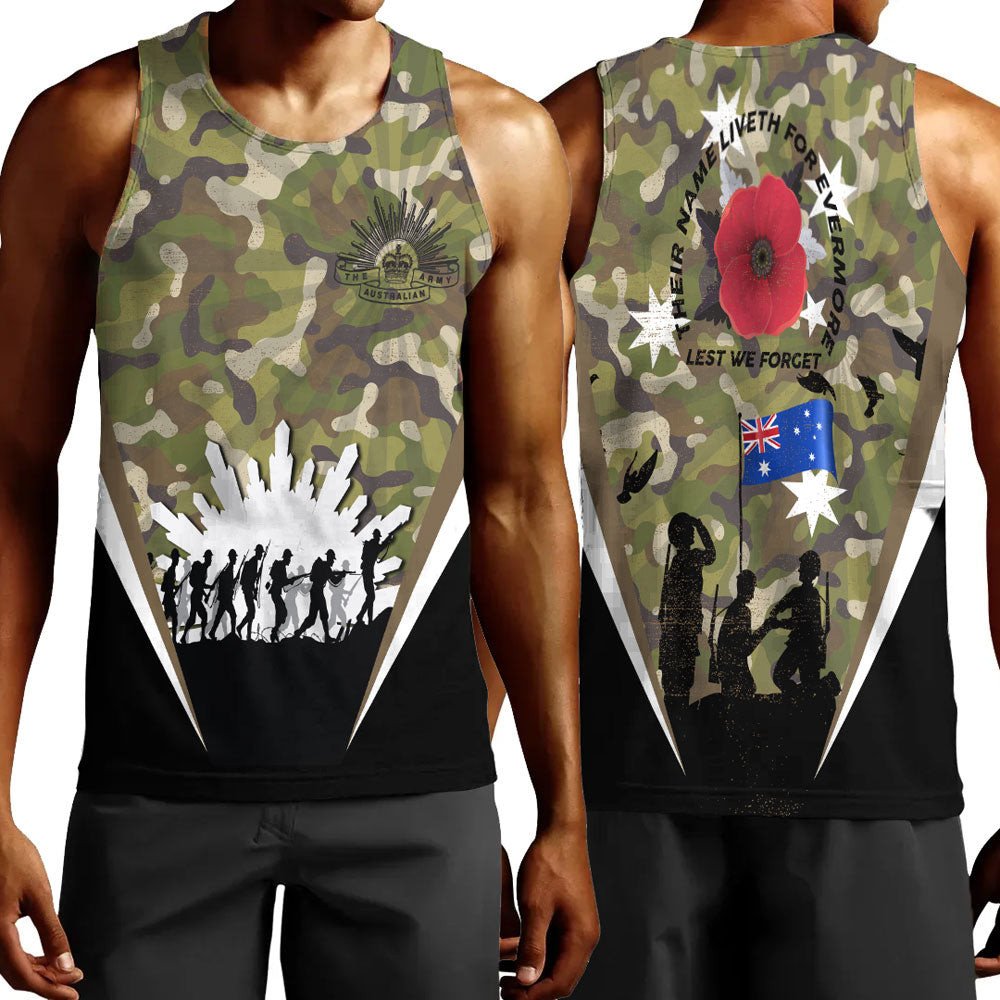 Polynesian Pride Clothing - Anzac Day Their Name Liveth For Evermore Men Tank Top Black - Polynesian Pride