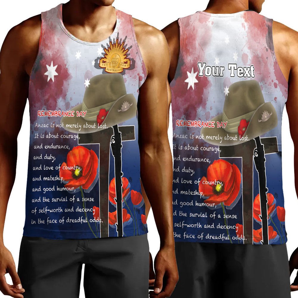 Polynesian Pride Clothing - (Custom) Anzac Day Remembrance Day Qoute Men Tank Top Black - Polynesian Pride