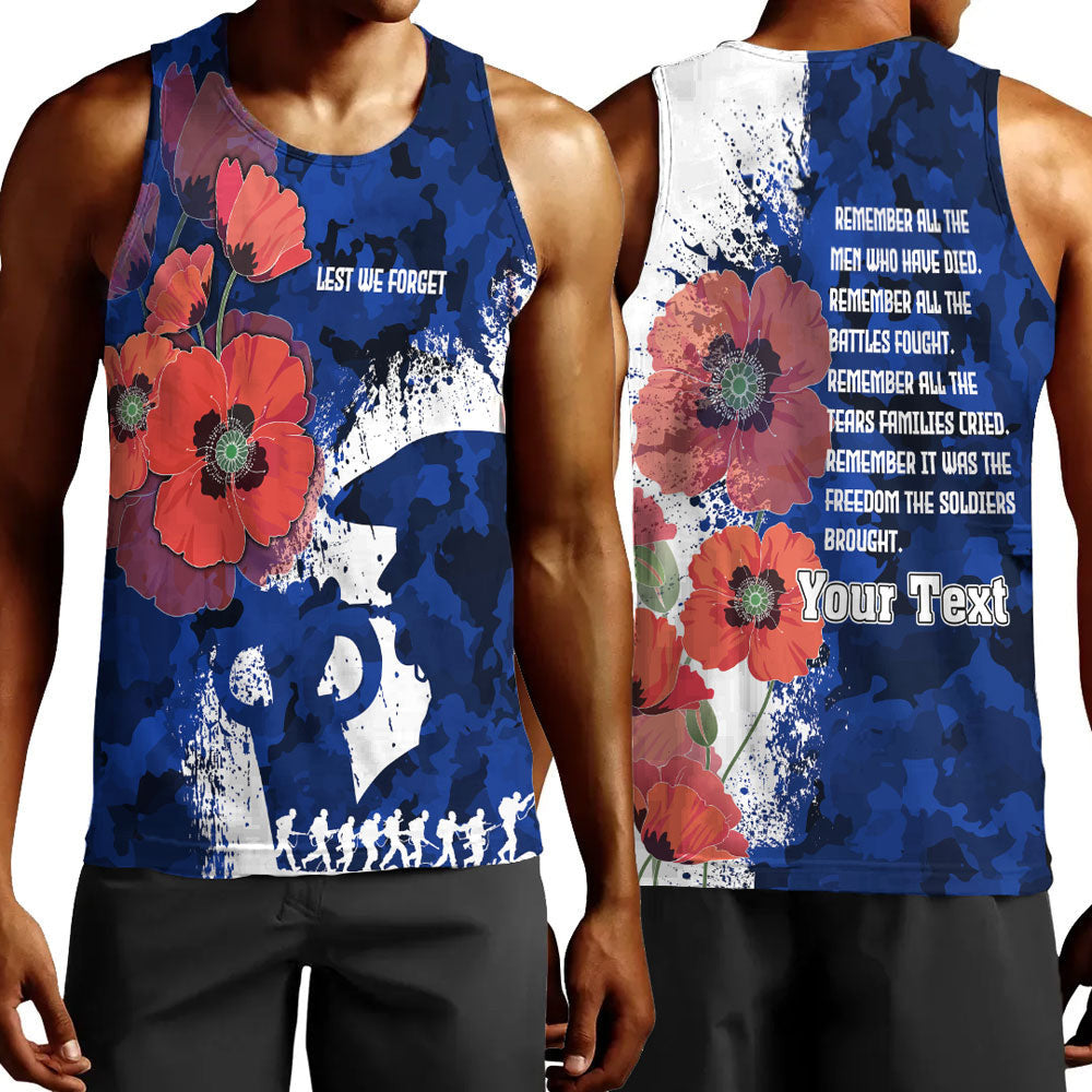 Polynesian Pride Clothing - (Custom) Anzac Day Silhouette Soldier Men Tank Top Black - Polynesian Pride