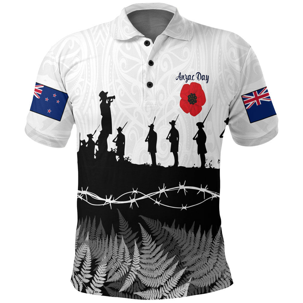 Polynesian Pride Clothing New Zealand ANZAC Day Silhouette Soldier Polo Shirt - Polynesian Pride