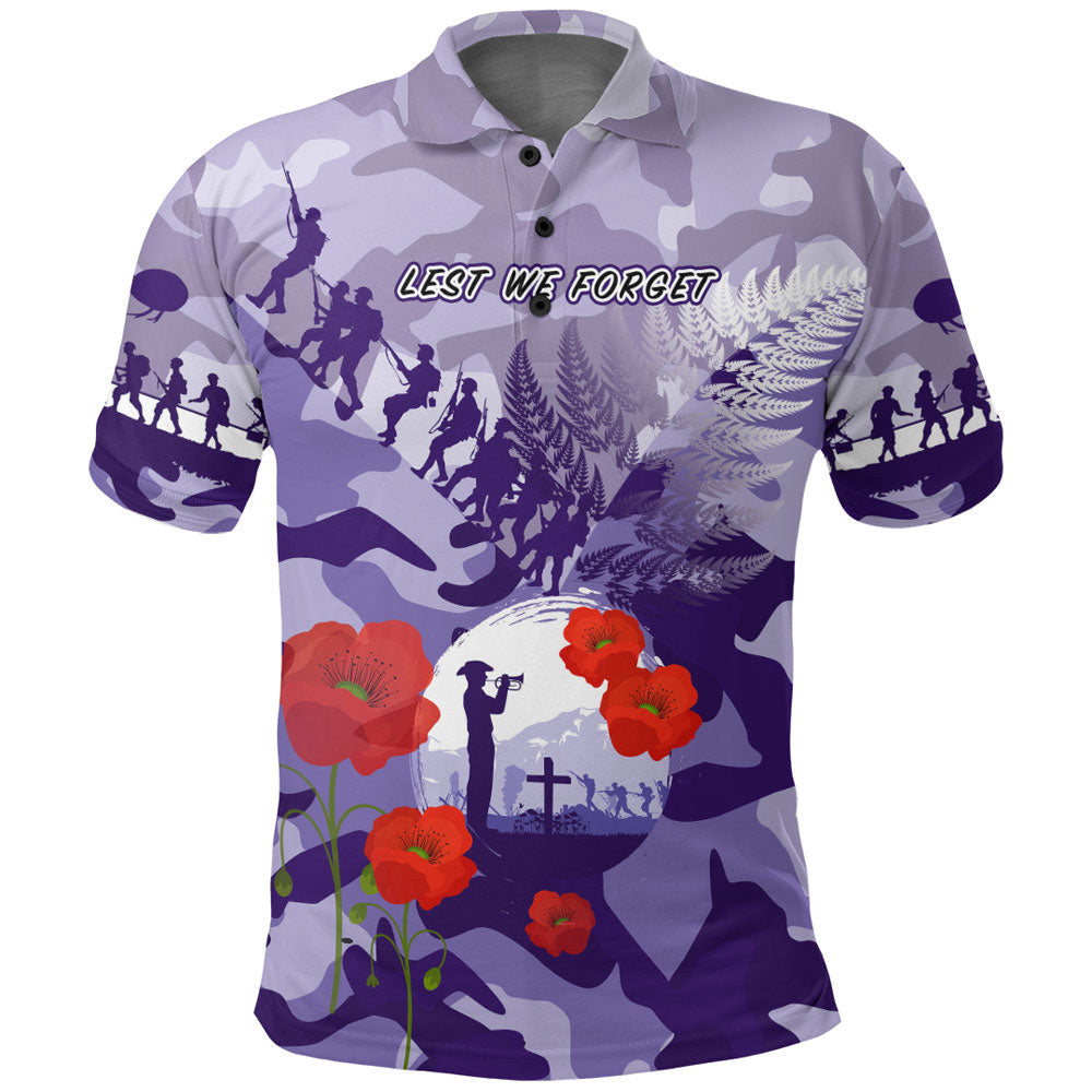 Polynesian Pride Clothing Custom New Zealand ANZAC Fern and Camouflage Polo Shirt - Polynesian Pride