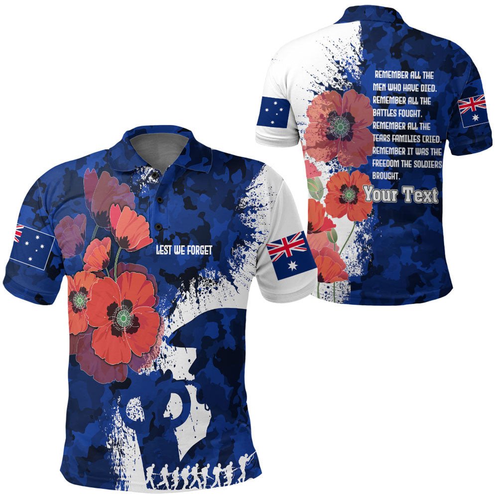 Polynesian Pride Clothing Custom ANZAC Day Silhouette Soldier Polo Shirt Black - Polynesian Pride