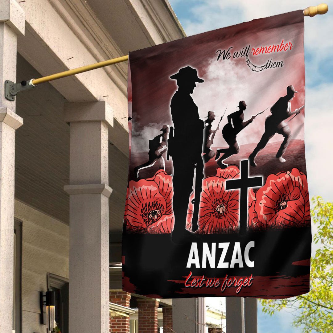 Polynesian Pride Flag - Anzac Day We Will Remember Them Special Version Flag - Polynesian Pride