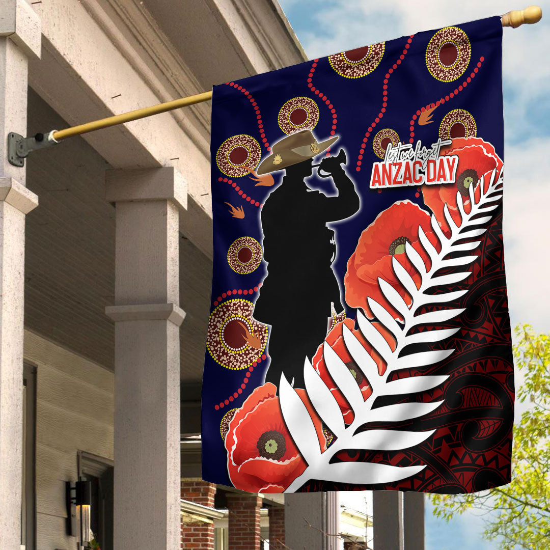 Polynesian Pride Flag - Anzac Day Fern & Poppy Flag - Polynesian Pride