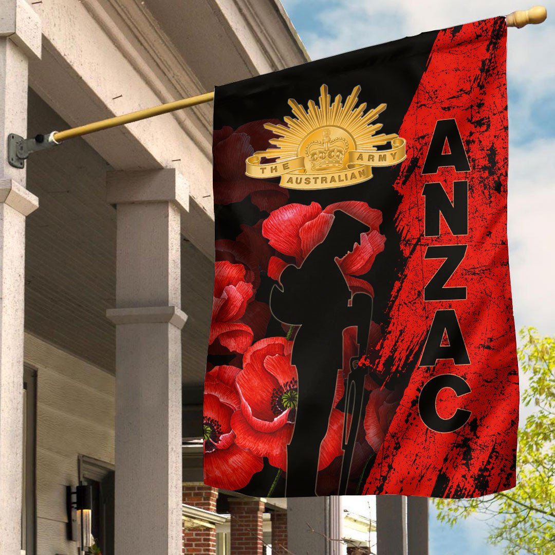 Polynesian Pride Flag - Anzac Day Soldier Silhouette Remembrance Flag - Polynesian Pride