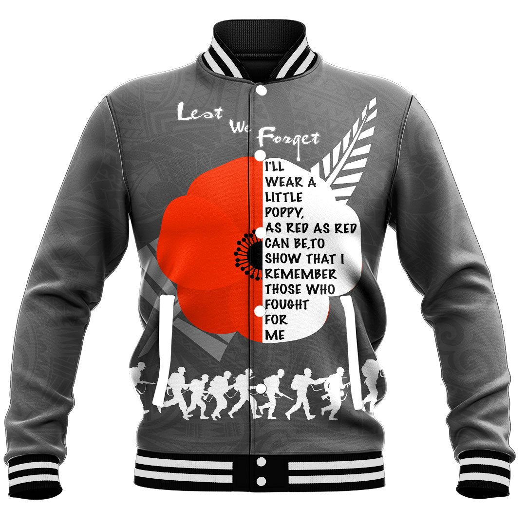 Polynesian Pride Clothing - New Zealand Anzac Red Poopy Baseball Jacket - Polynesian Pride