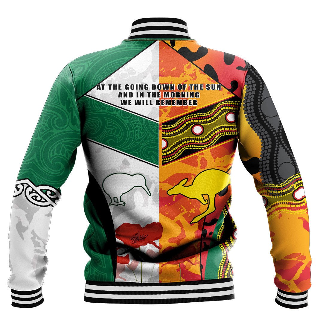 Polynesian Pride Clothing - Anzac Day Australia - New Zealand Mix Baseball Jacket - Polynesian Pride