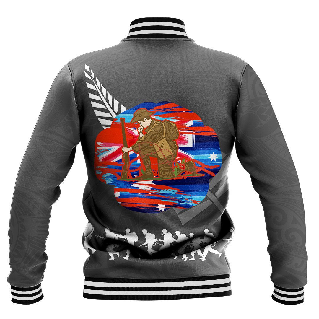 Polynesian Pride Clothing - New Zealand Anzac Red Poopy Baseball Jacket - Polynesian Pride