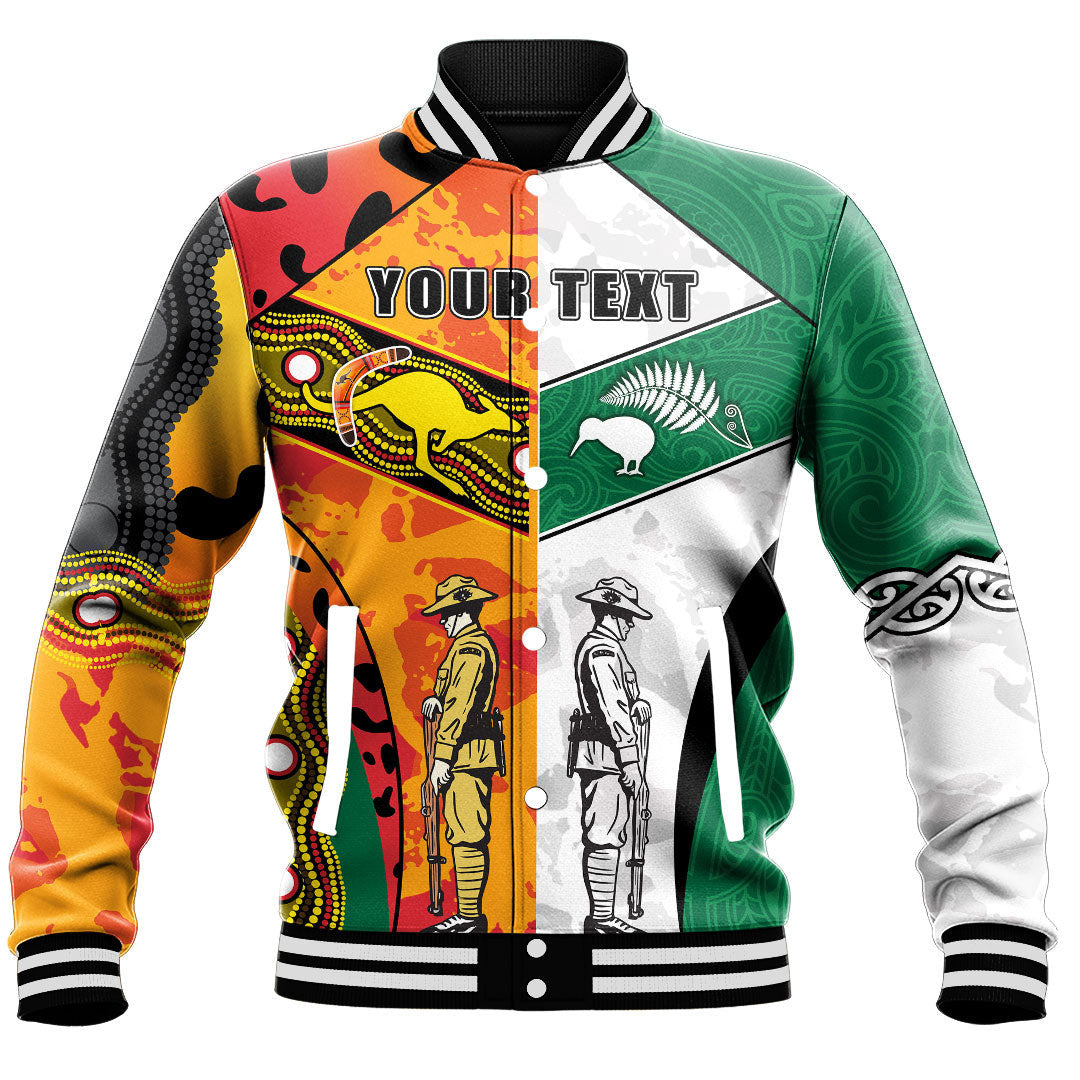 Polynesian Pride Clothing - (Custom) Anzac Day Australia - New Zealand Mix Baseball Jacket - Polynesian Pride