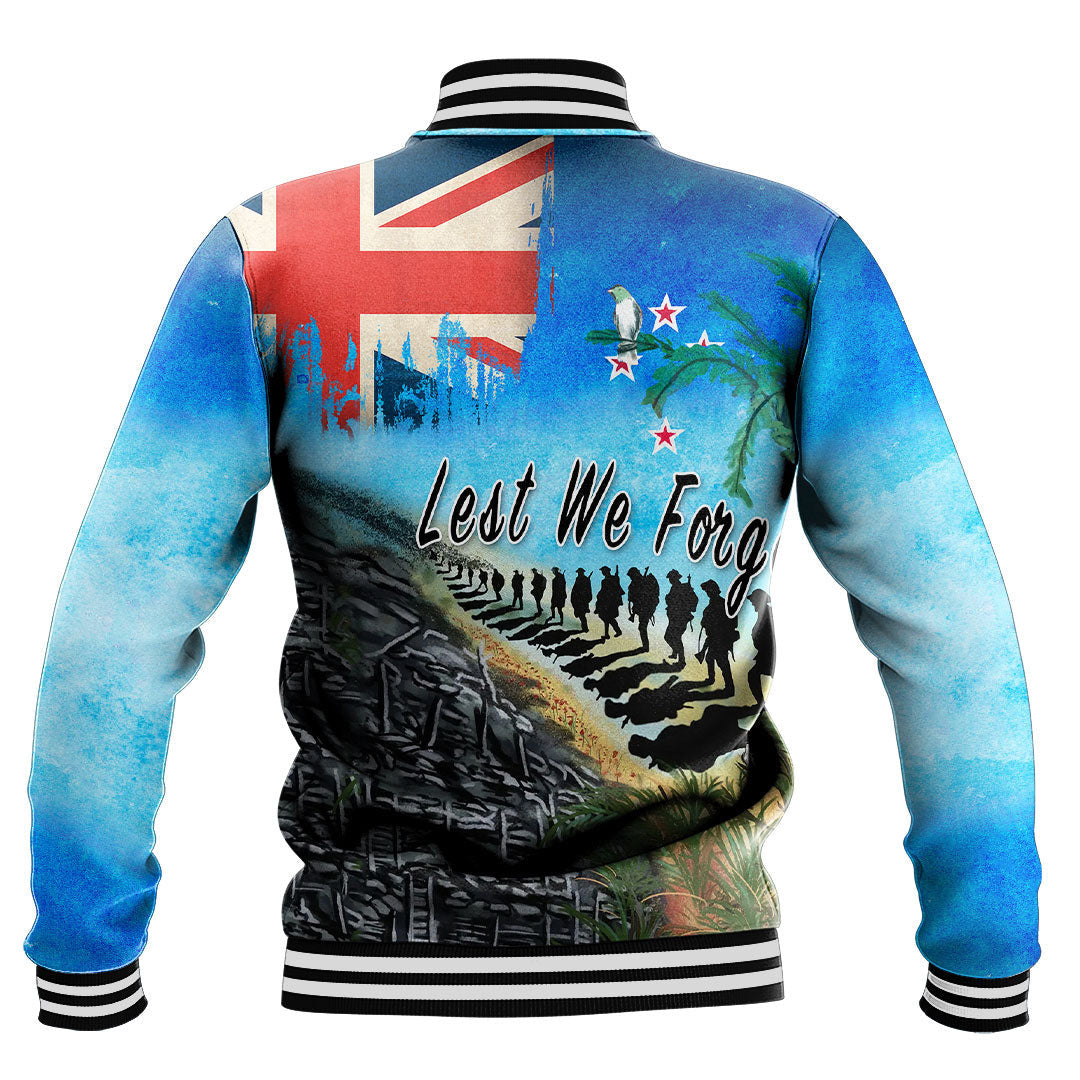 Polynesian Pride Clothing - New Zealand Anzac Day Lest We Forget Baseball Jacket - Polynesian Pride