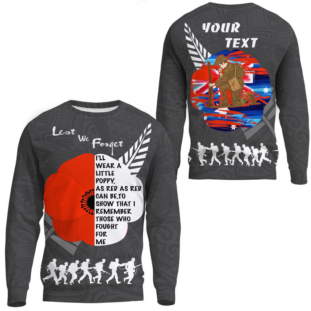 Polynesian Pride Clothing - (Custom) New Zealand Anzac Red Poopy.Sweatshirt Unisex Black - Polynesian Pride