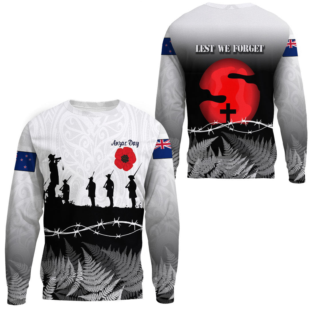 Polynesian Pride Clothing - New Zealand Anzac Day Silhouette Soldier.Sweatshirt Unisex Black - Polynesian Pride