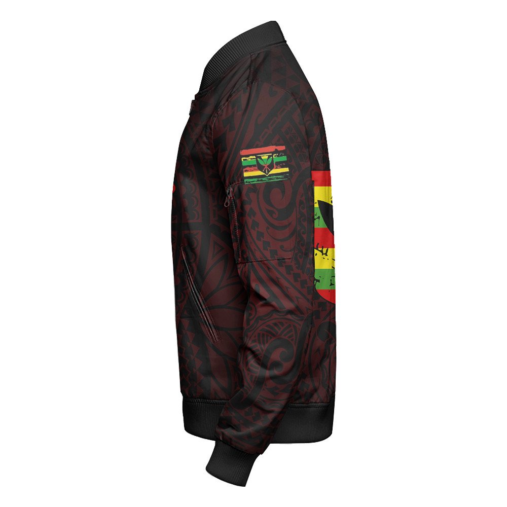 Polynesian Pride Jacket - Hawaii Kanaka Hibiscus Style Sleeve Zip Bomber Jacket LT10 - Polynesian Pride
