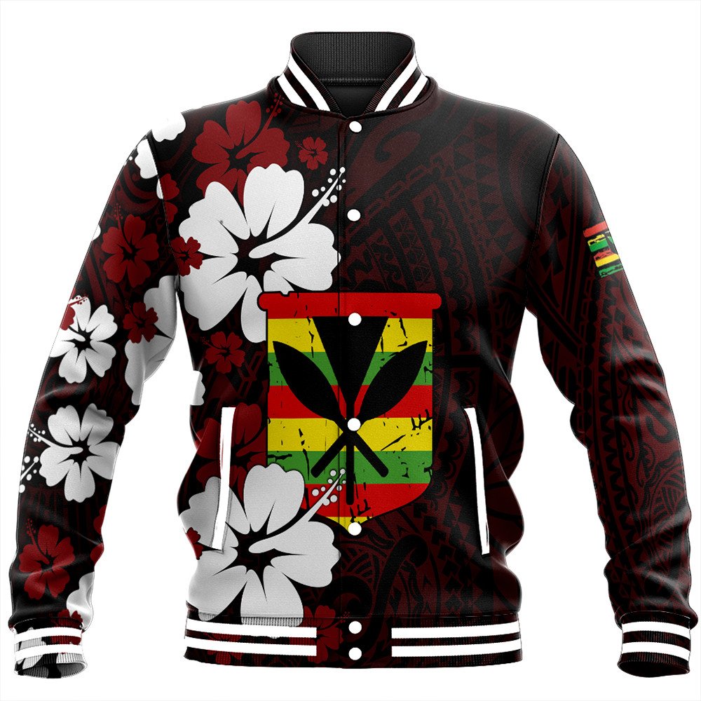 Polynesian Pride Jacket - Hawaii Kanaka Hibiscus Style Baseball Jacket LT10 Unisex Red - Polynesian Pride