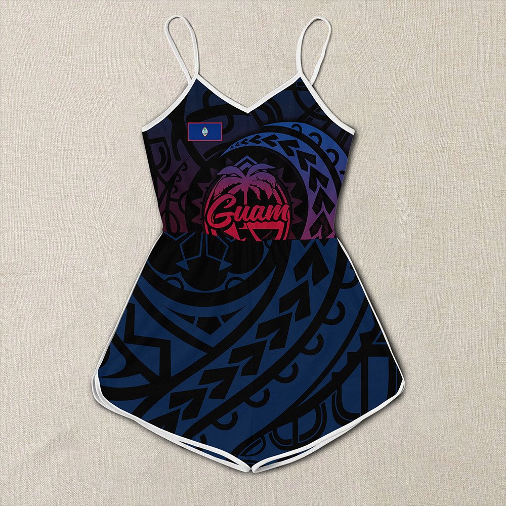 Polynesian Pride Clothing - Guam Rising Style Womens Romper LT10 Black - Polynesian Pride