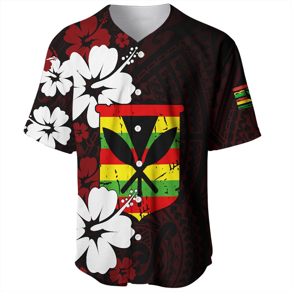 Polynesian Pride Baseball Jersey - Hawaii Kanaka Hibiscus Style Baseball Jersey LT10 Red - Polynesian Pride