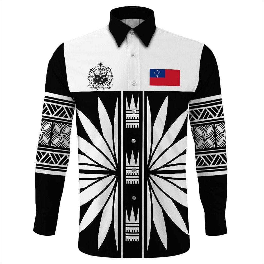 Polynesian Pride Long Sleeve Button Shirt - Samoa Black Saturday Long Sleeve Button Shirt LT10 - Polynesian Pride