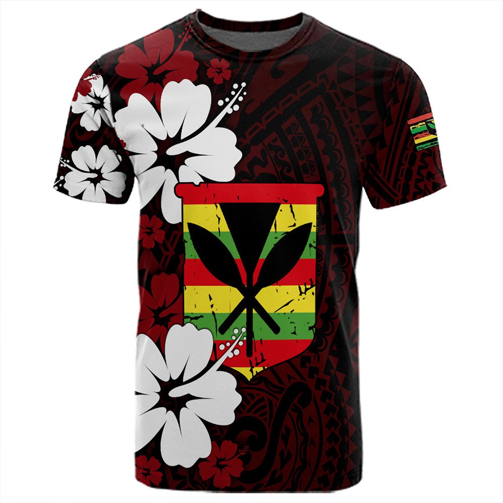 Polynesian Pride T Shirt Hawaii Kanaka Hibiscus Style T Shirt LT10 Red - Polynesian Pride