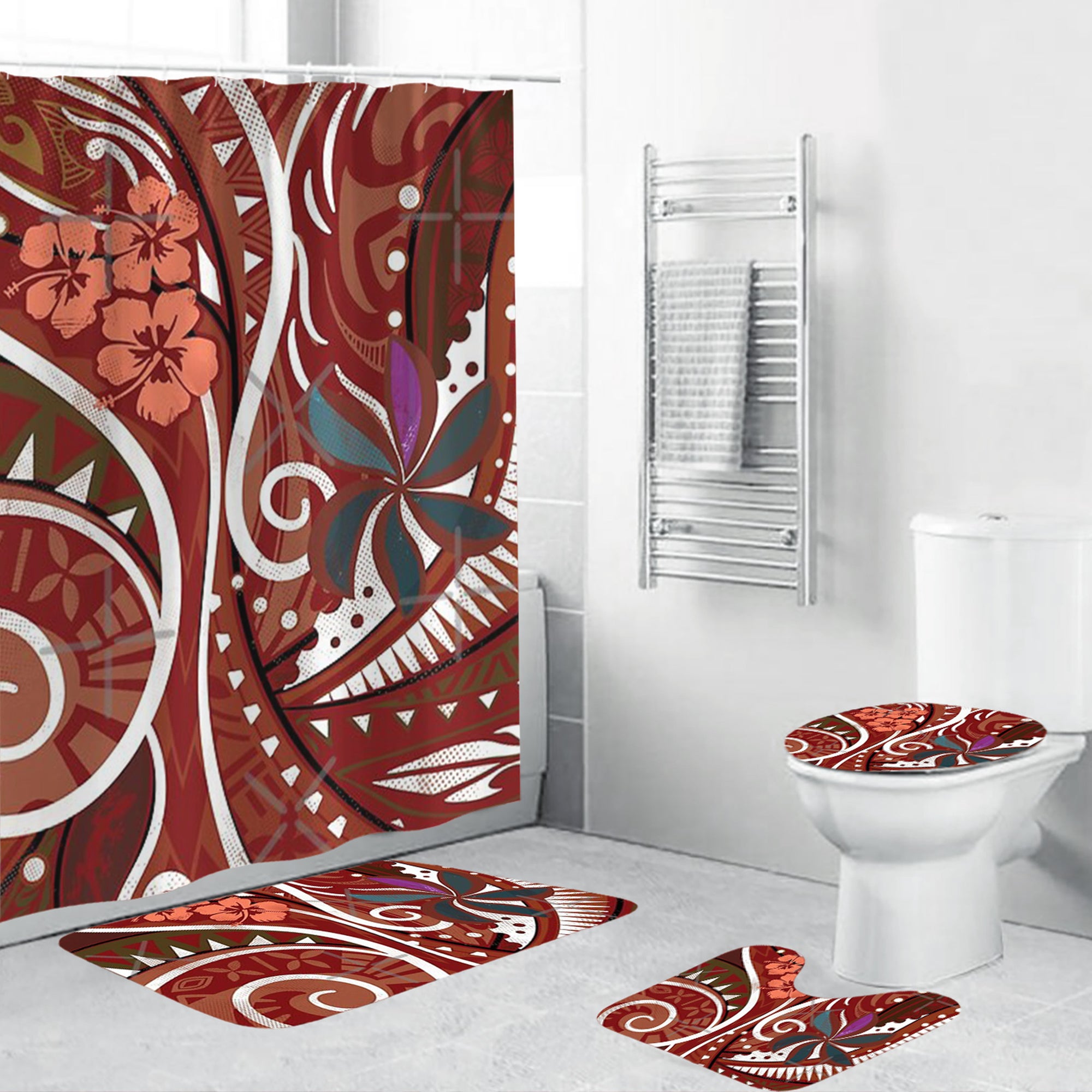 Polynesian Home Set - Polynesian Florals Tribal Threads Bathroom Set LT10 Brown - Polynesian Pride
