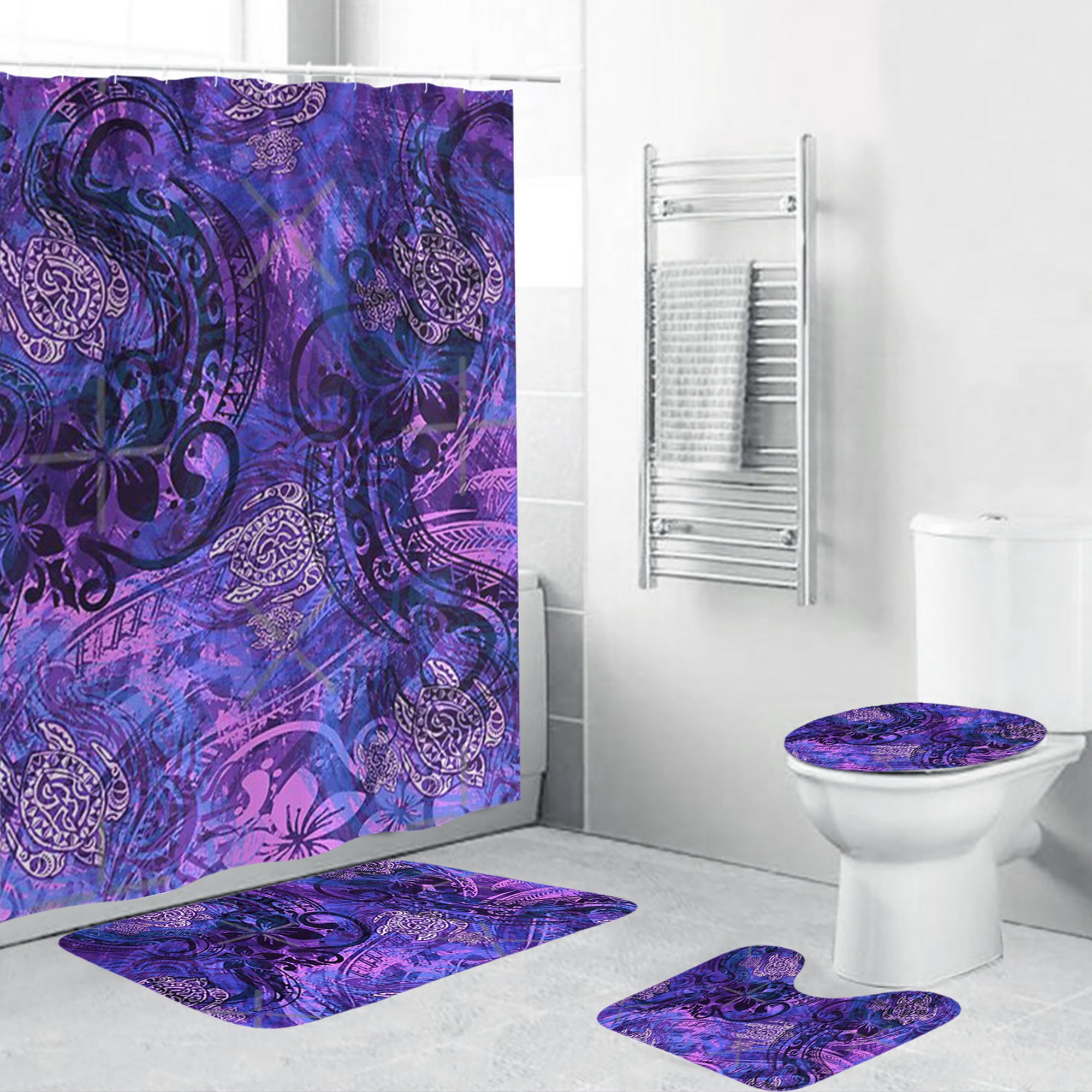 Polynesian Home Set - Polynesian Painted Purples Tribal Bathroom Set LT10 Purple - Polynesian Pride
