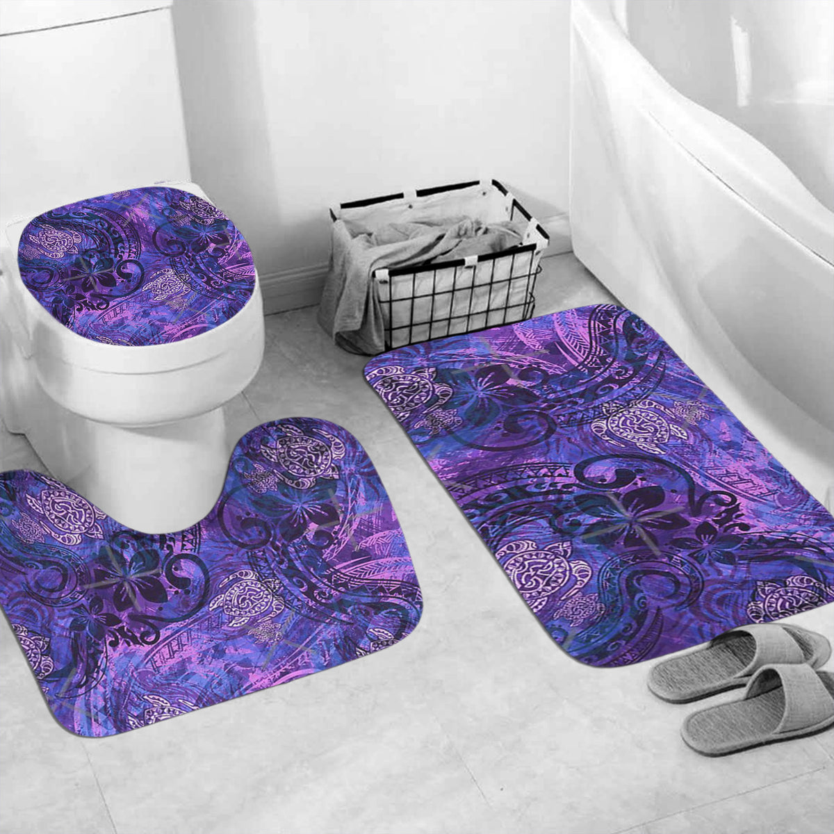 Polynesian Home Set - Polynesian Painted Purples Tribal Bathroom Set LT10 - Polynesian Pride