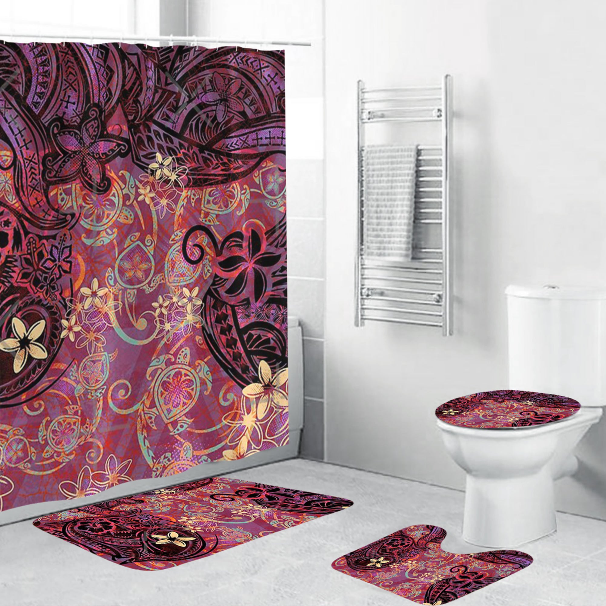 Polynesian Home Set - Polynesian Turtle Collage Bathroom Set LT10 Plum - Polynesian Pride