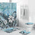 Polynesian Home Set - Ocean Blue Tribal Leaves With Black And White Overlay Bathroom Set LT10 Blue - Polynesian Pride