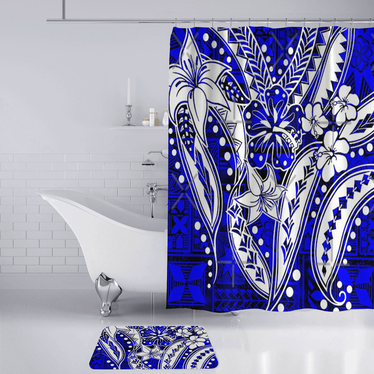 Polynesian Home Set - Hibiscus Midnight Blue Tribal Print Bathroom Set LT10 - Polynesian Pride