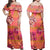 Polynesian Dress - Vintage Polynesian Tiare Pattern Off Shoulder Long Dress LT10 Women Orange - Polynesian Pride