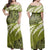 Polynesian Dress - Tribal Olive Green Floral Splash Off Shoulder Long Dress LT10 Women Green - Polynesian Pride